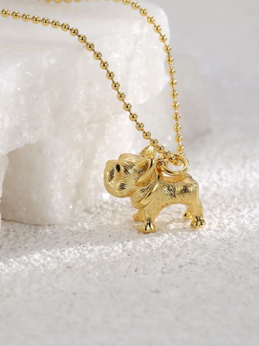 H00945 Gold Brass Animal Vintage Bead Chain Necklace
