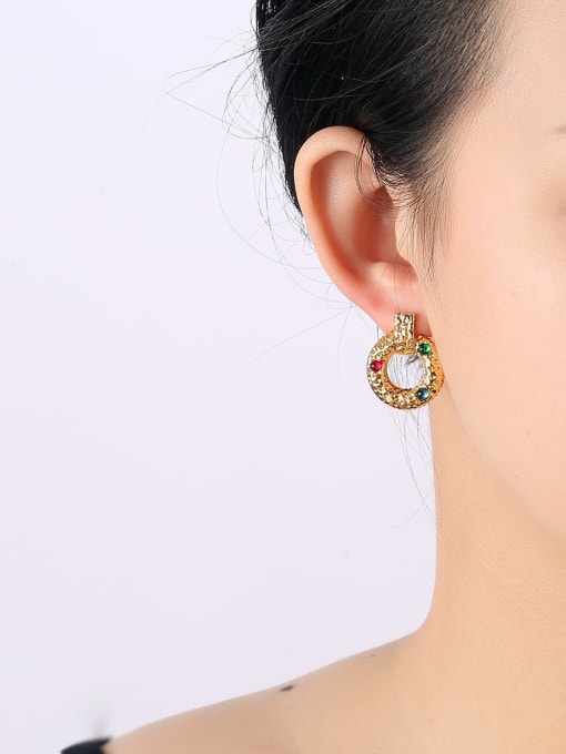 QJM Brass Cubic Zirconia Round Trend Stud Earring 1