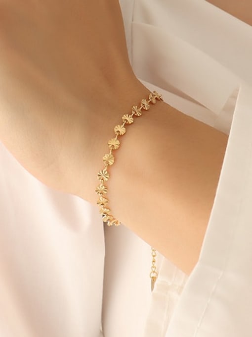 gold 15+ 5cm Titanium Steel Flower Minimalist Bracelet