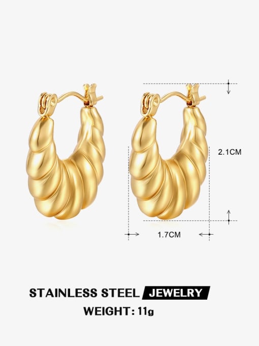 Gold ZN434G Stainless steel Geometric Hip Hop Stud Earring