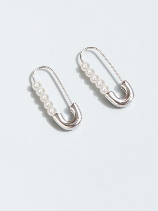 Steel Titanium 316L Stainless Steel Imitation Pearl Pin Minimalist Drop Earring with e-coated waterproof