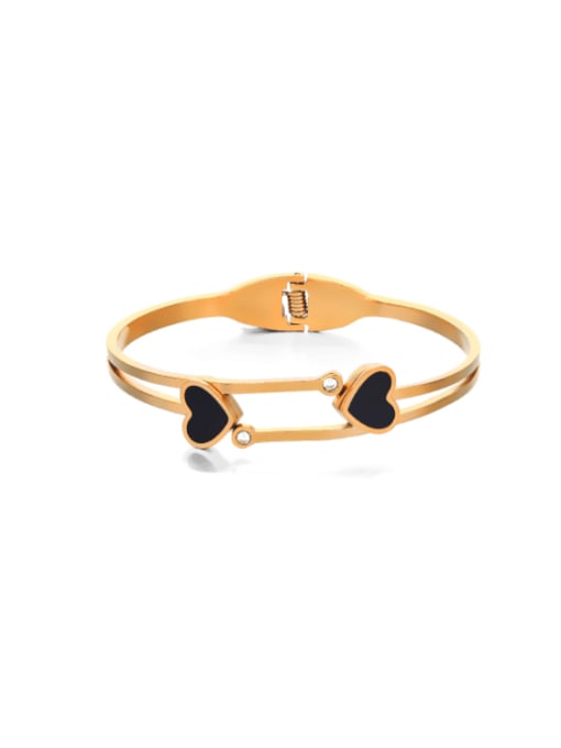 Golden Bracelet Titanium Steel Enamel Heart Minimalist Band Bangle