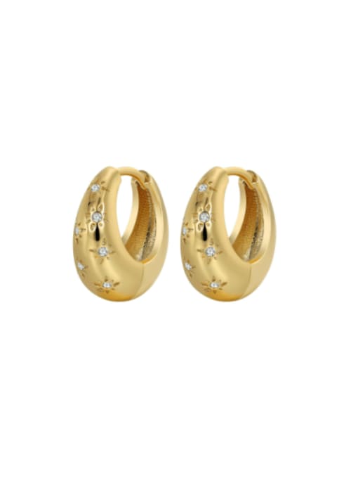 Clioro Brass Cubic Zirconia Geometric Vintage Huggie Earring 0