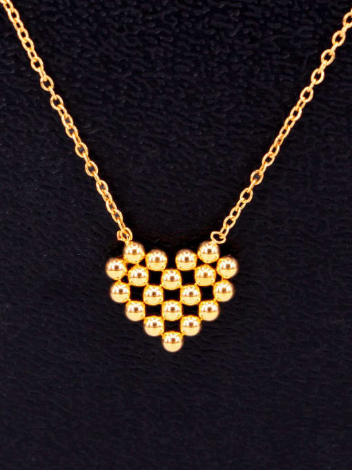 K.Love Titanium Steel Smooth Bead Heart Minimalist Necklace 2
