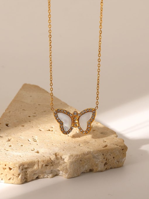 J&D Stainless steel Shell Butterfly Minimalist Necklace 3