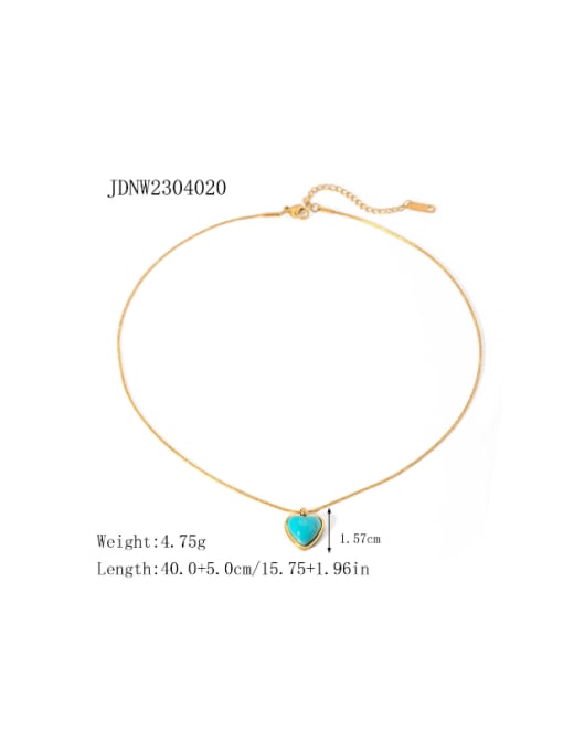 J&D Stainless steel Turquoise Heart Minimalist Necklace 3