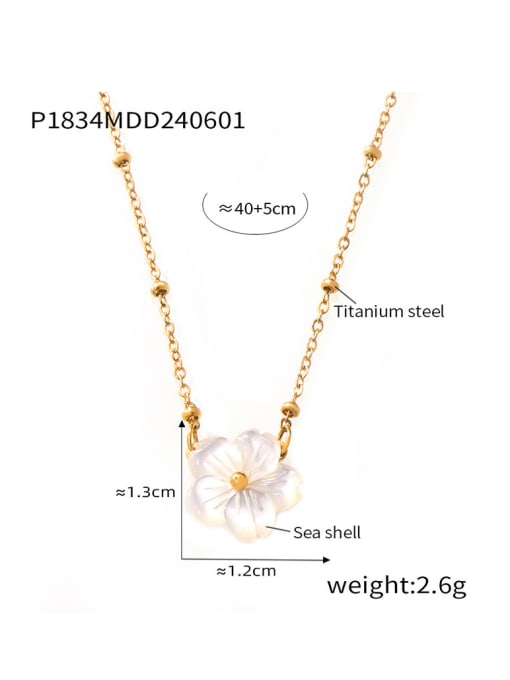 P1834 Golden Necklace Titanium Steel Shell Flower Minimalist Necklace