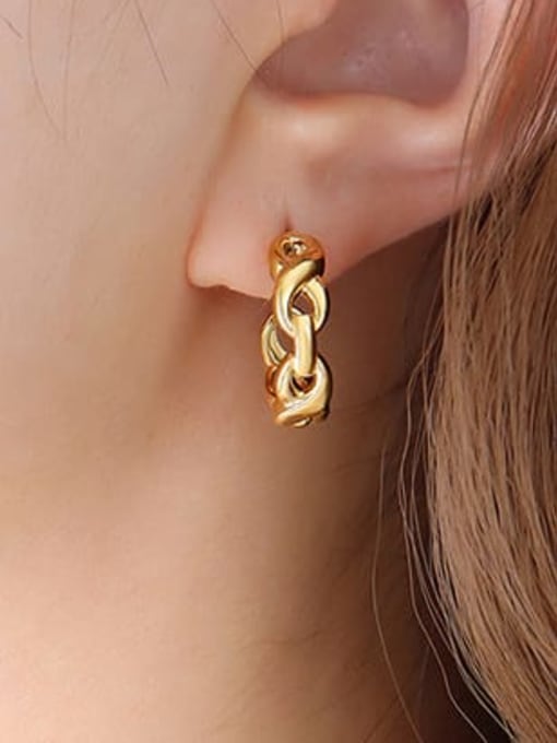 MAKA Brass Hollow Geometric Vintage Stud Earring 2