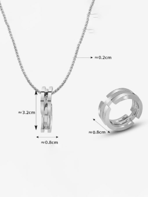 MAKA Titanium Steel Minimalist Geometric  Ring and Necklace Set 4