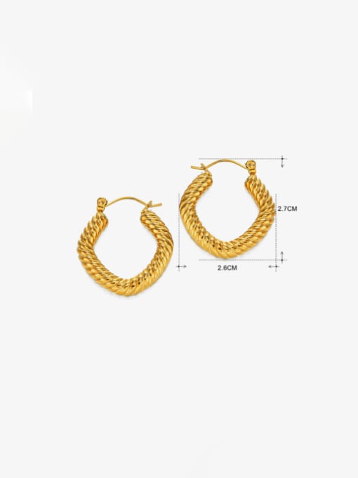Gold Fried Dough Twists Earrings Stainless steel Geometric Hip Hop Huggie Earring