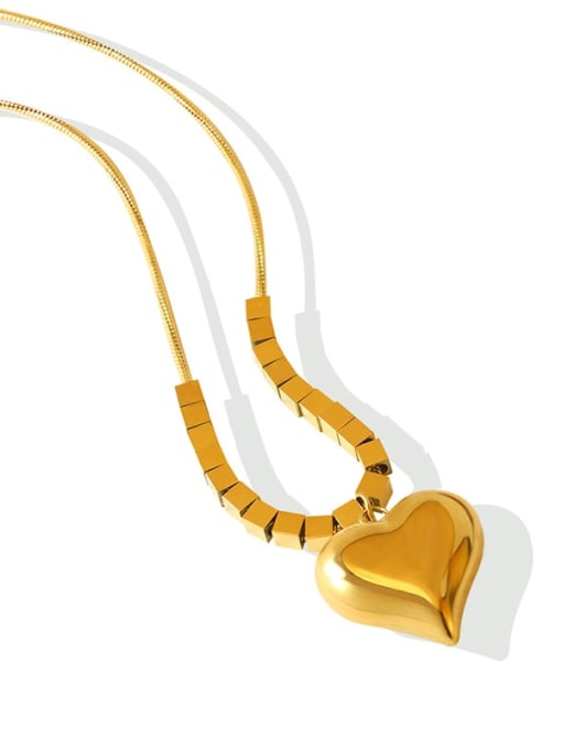 MAKA Titanium Steel Square Minimalist Heart Pendant Necklace
