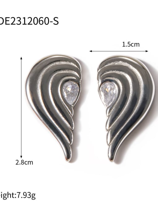 JDE2312060 S Stainless steel Cubic Zirconia Heart Trend Stud Earring