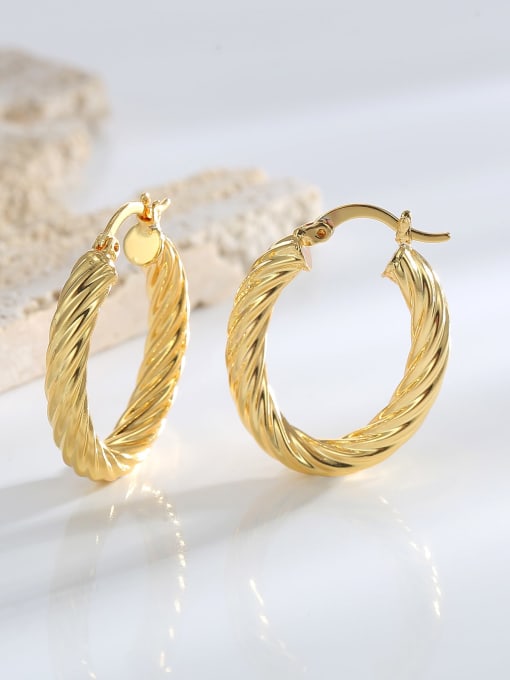 H01749 Gold Brass Geometric Trend Stud Earring