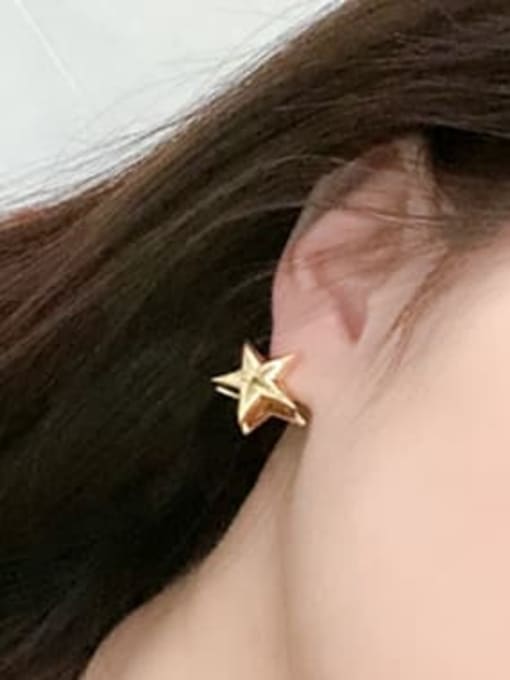 Clioro Brass Pentagram Minimalist Huggie Earring 1