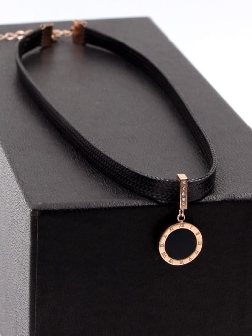 K.Love Titanium Rhinestone Leather Number Minimalist Necklace 2