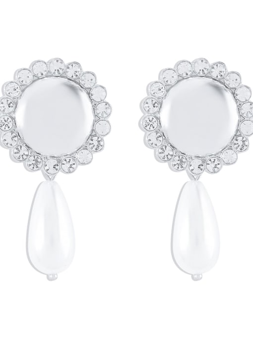 White K Alloy Imitation Pearl Flower Trend Stud Earring