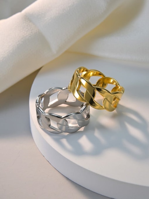 SM-Men's Jewelry Stainless steel Hollow Geometric Minimalist  Chain Men's Ring 1