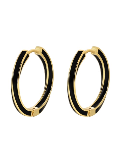 Clioro Brass Enamel Geometric Minimalist Hoop Earring 0