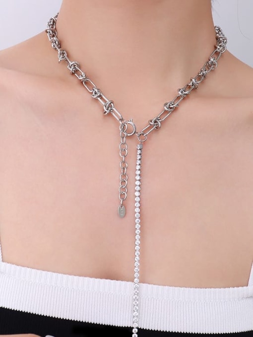 MAKA Titanium Steel Tassel Vintage Hollow Chain Necklace 1