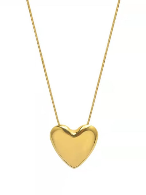 K gold Titanium Steel  Minimalist Smooth Heart Pendant Necklace