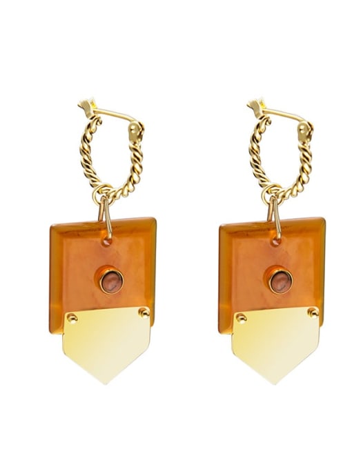 brown Gold simple atmospheric inlaid geometric Earrings