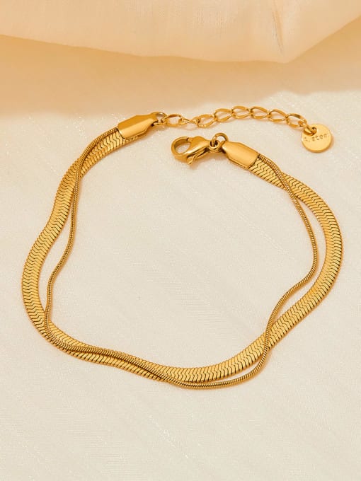 Clioro Stainless steel Geometric Hip Hop Snake Bone Chain Strand Bracelet 1