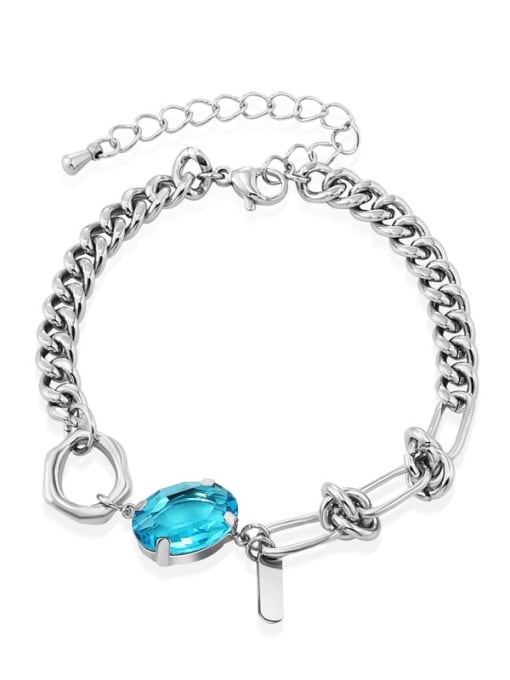 SB21112502 Titanium Steel Glass Stone Hollow Geometric Chain Vintage Link Bracelet