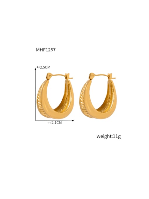 F1257 Gold Earrings Titanium Steel Geometric Hip Hop Huggie Earring