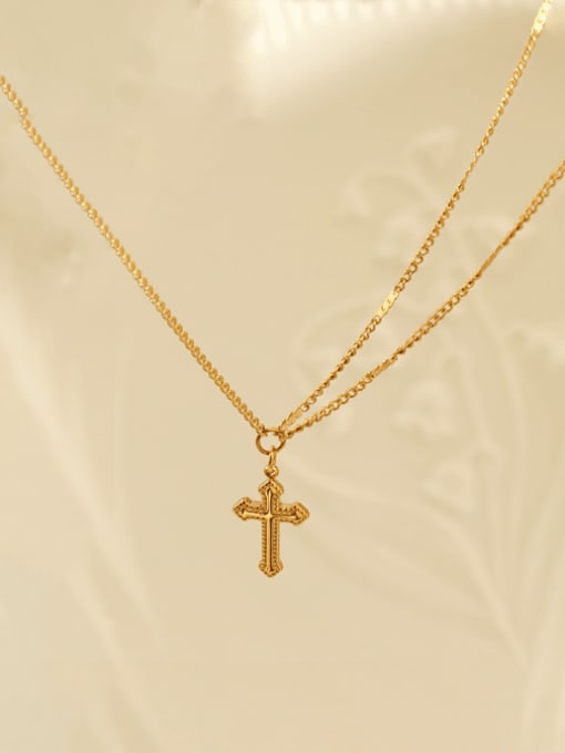 MAKA Titanium Steel Vintage Cross  Pendant Necklace 1