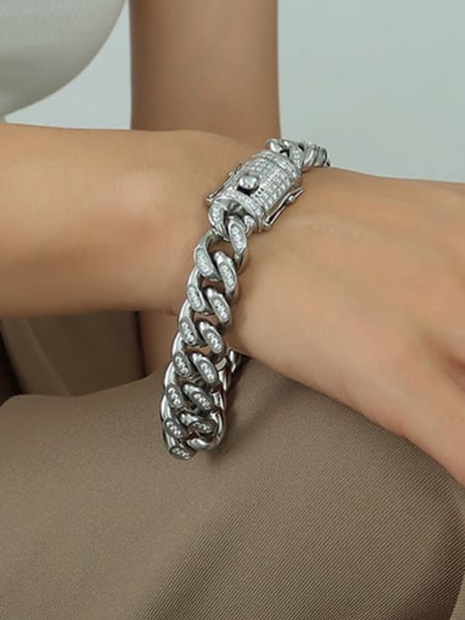 Full diamond inlaid Steel Bracelet Titanium Steel Cubic Zirconia Vintage Geometric Bracelet and Necklace Set