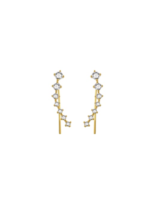 QJM Brass Cubic Zirconia Geometric Dainty Stud Earring 0
