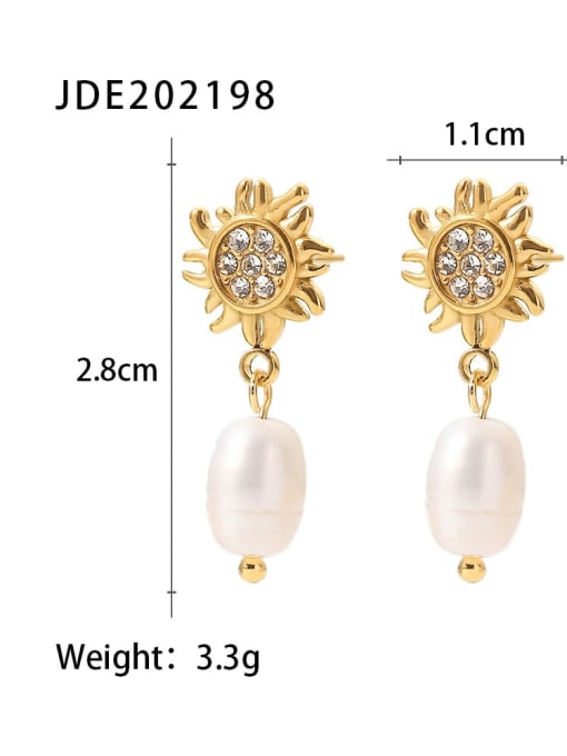 JDE202198 Stainless steel Freshwater Pearl Geometric Dainty Earring