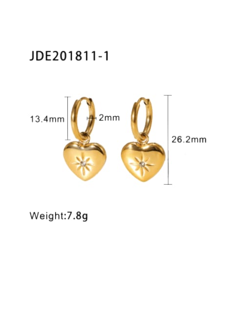 JDE201811 1 Stainless steel Heart Hip Hop Huggie Earring
