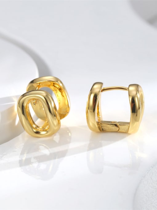 H01466 Gold Brass Geometric Minimalist Stud Earring