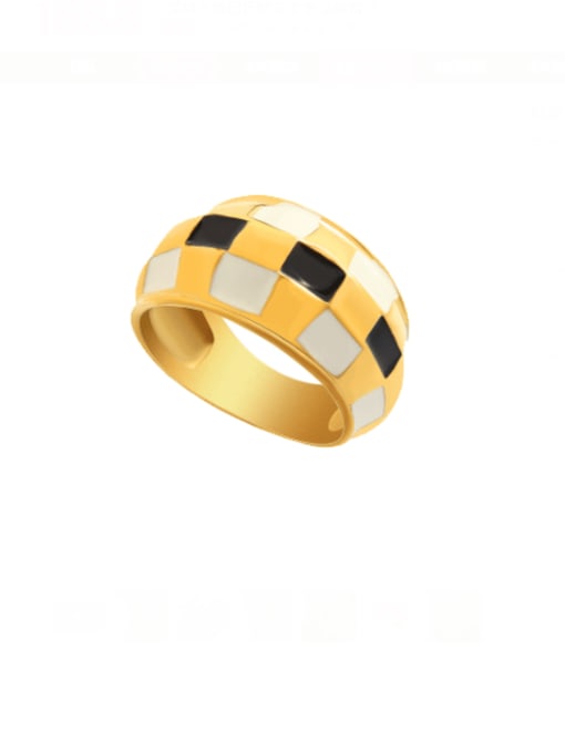 MAKA Titanium Steel Enamel Geometric Vintage Band Ring