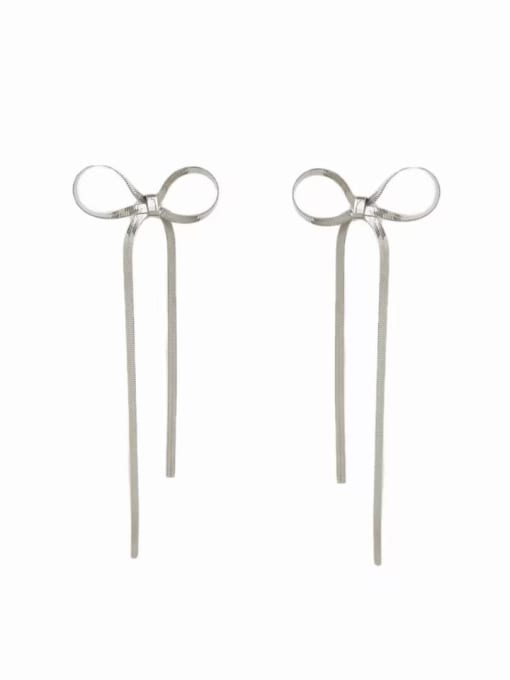 Long steel colored earrings DPE2518 Stainless steel  Dainty Bowknot Earring Bracelet and Necklace Set