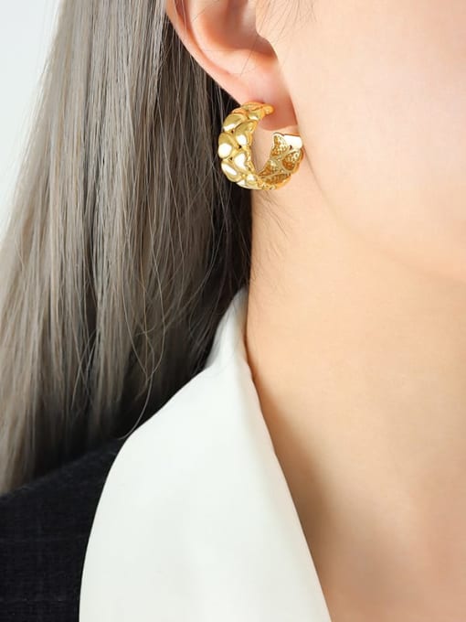 F708 Gold Earrings Titanium Steel Geometric Trend Stud Earring