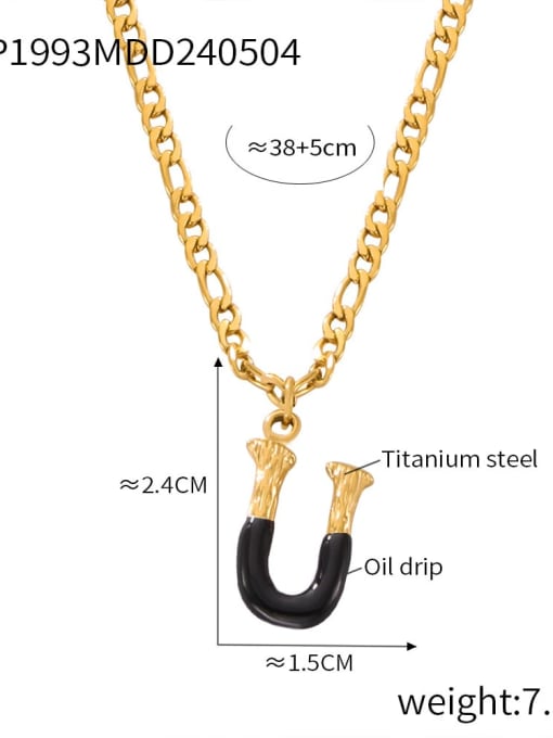 P1993 Gold Black Necklace U Titanium Steel Letter Hip Hop Necklace