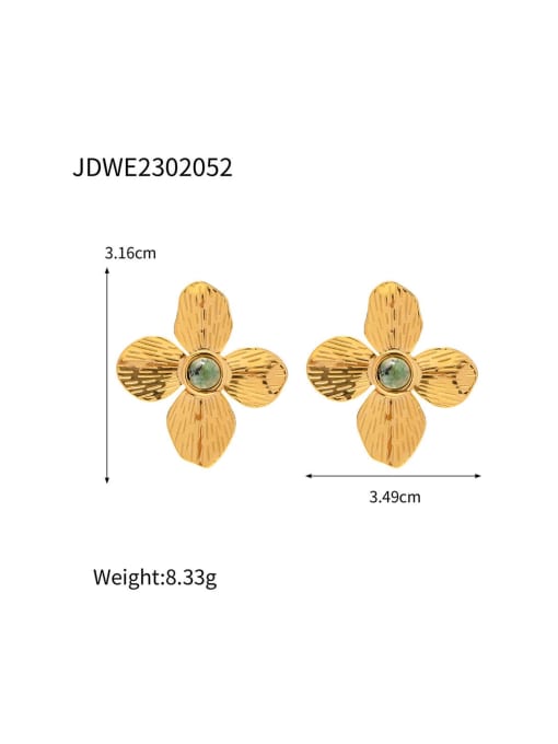 J&D Stainless steel Turquoise Flower Dainty Stud Earring 1