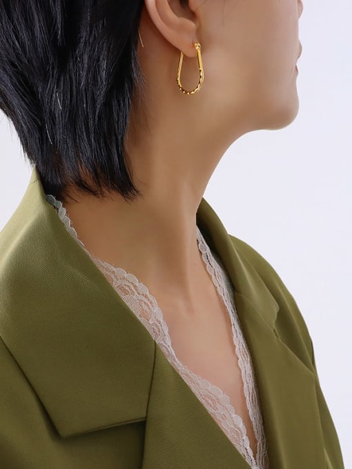 F037 Gold Earrings Titanium steel Letter Trend Drop Earring