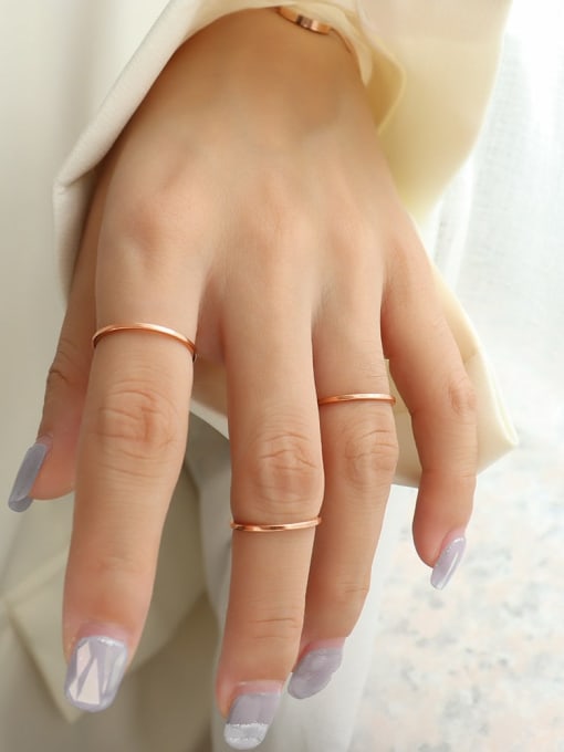 rose gold Titanium 316L Stainless Steel Geometric Minimalist Band Ring with e-coated waterproof