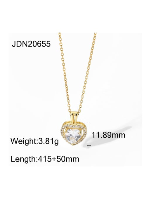 JDN20655 Stainless steel Cubic Zirconia Heart Trend Necklace