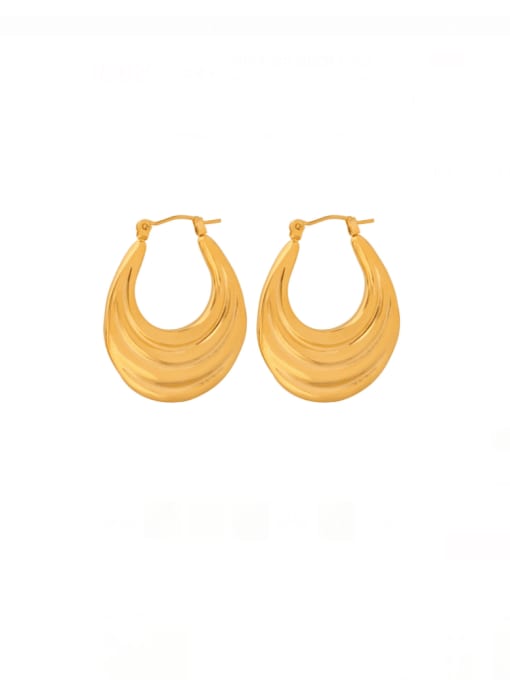 F737 Gold Earrings Titanium Steel Geometric Minimalist Huggie Earring