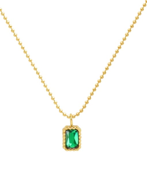 P067 emerald zircon  40+ 5cm Titanium Steel Cubic Zirconia Geometric Minimalist Necklace