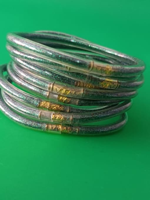 Dark green PVC Silicone Tube Gold Powder Bracelet, Jelly Bangles Bracelet, Cross-Border 9 in a Group