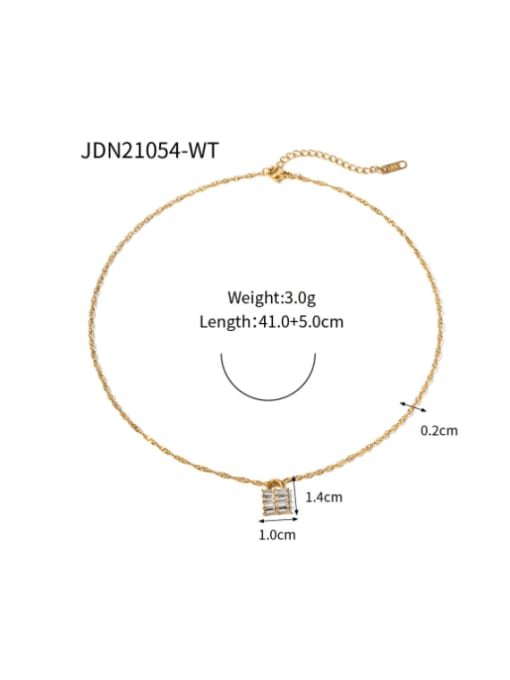 JDN21054 gold Stainless steel Cubic Zirconia Geometric Dainty Necklace