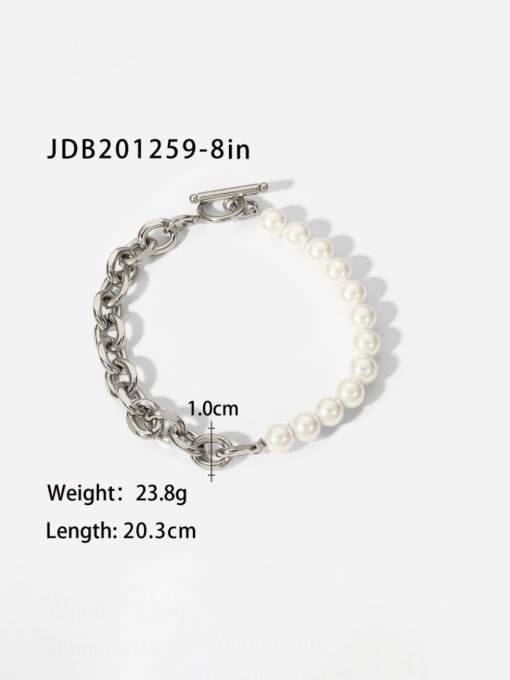 J&D Stainless steel Imitation Pearl Geometric Vintage Bracelet 3