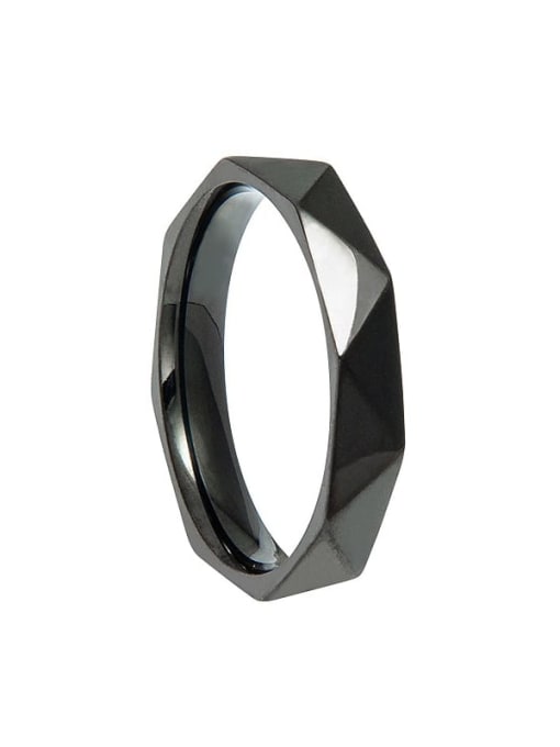 black Titanium Steel Geometric Minimalist Band Ring