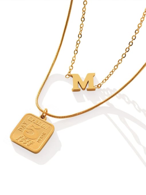 MAKA Titanium Steel Letter Minimalist Multi Strand Necklace
