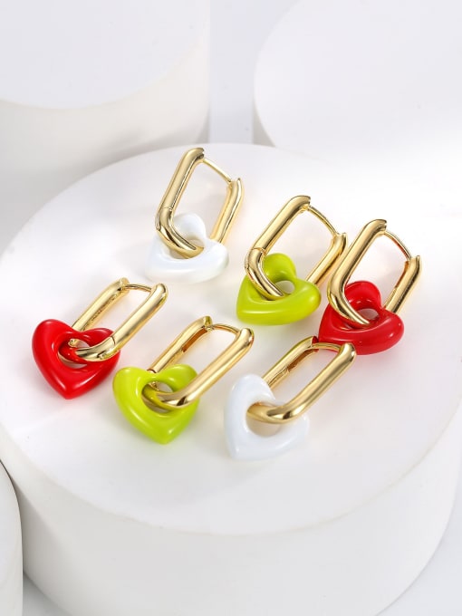 Clioro Brass Enamel Heart Minimalist Huggie Earring 2